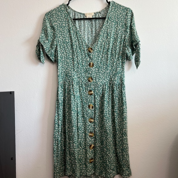 Dresses & Skirts - Sky & Sparrow Blue Floral Button Dress